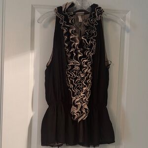 Robert Rodriguez Black Top with Cream Ruffles